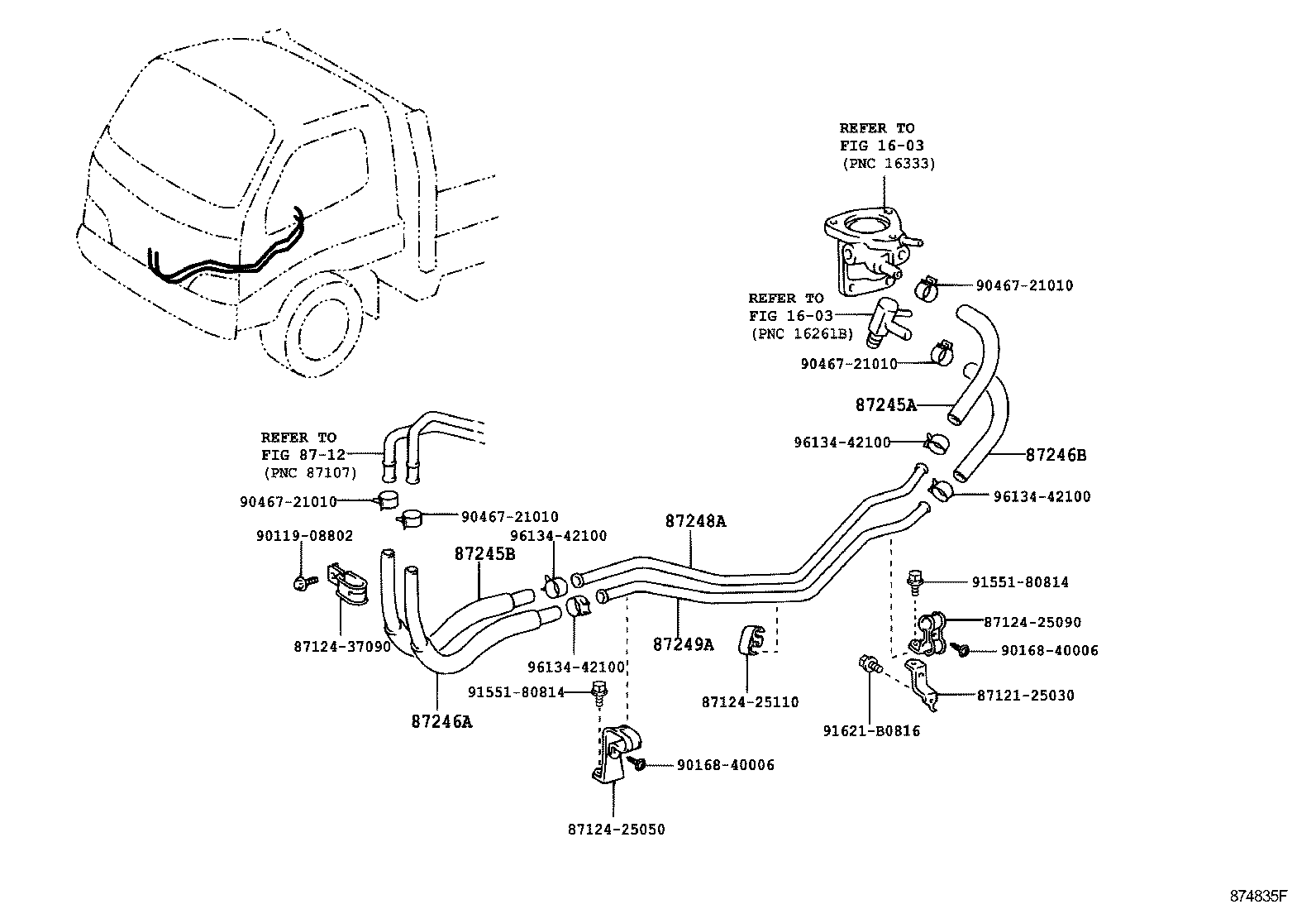 87245-25470 HOSE, REAR HEATER WATER OUTLET, B product image