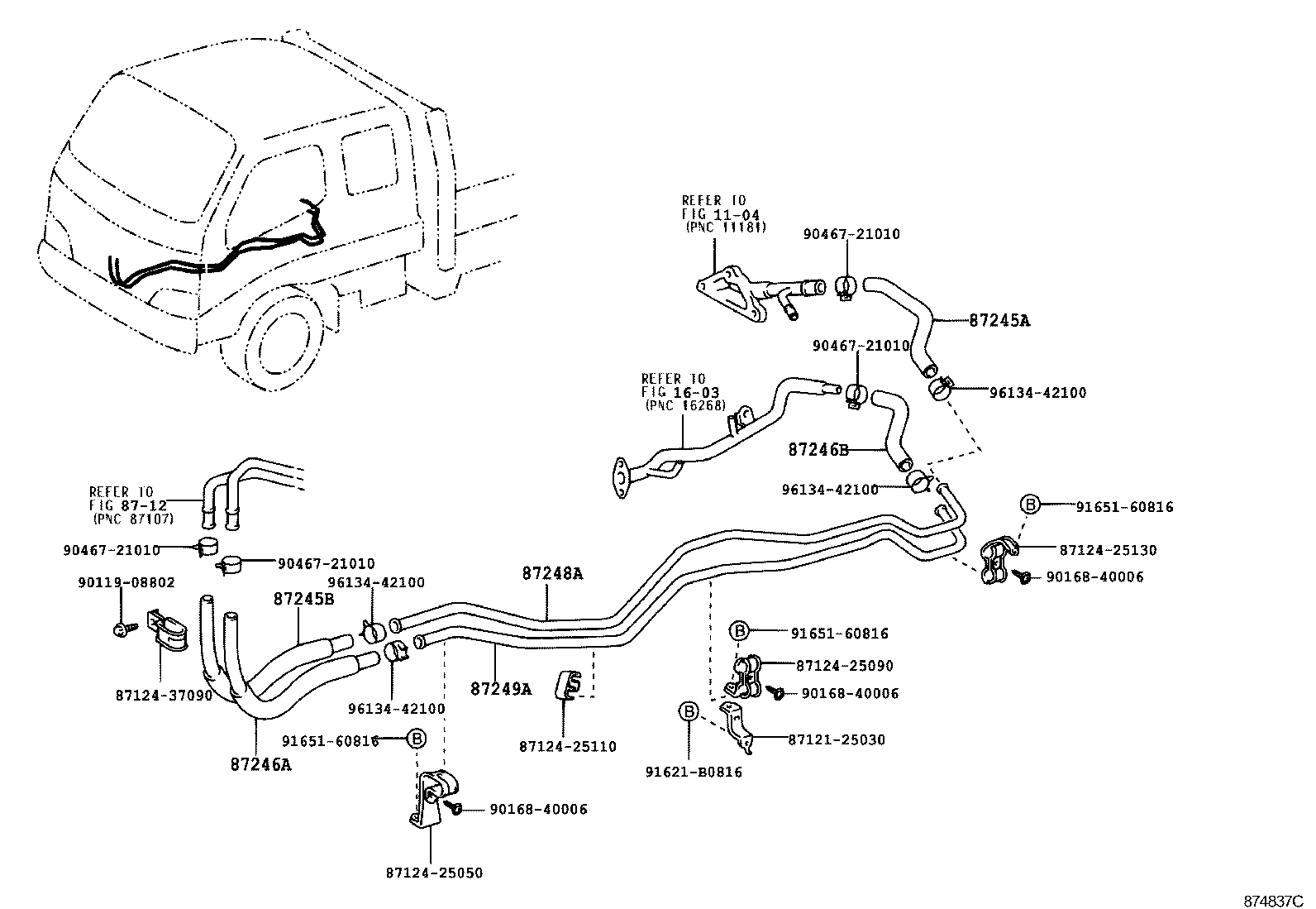 87245-25470 HOSE, REAR HEATER WATER OUTLET, B product image