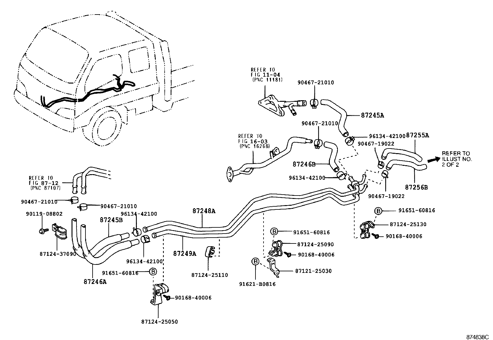 87245-25470 HOSE, REAR HEATER WATER OUTLET, B product image