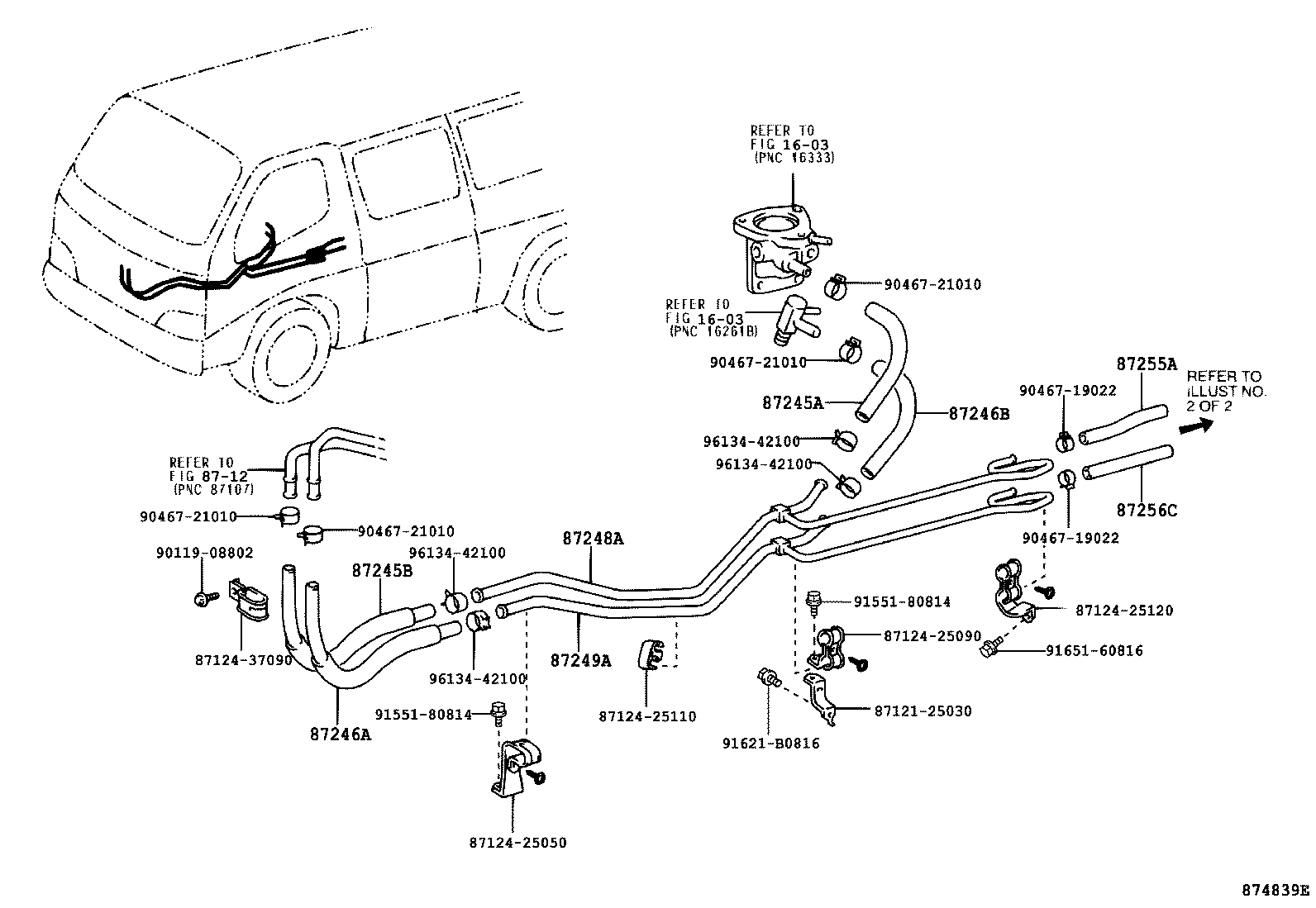 87245-25470 HOSE, REAR HEATER WATER OUTLET, B product image