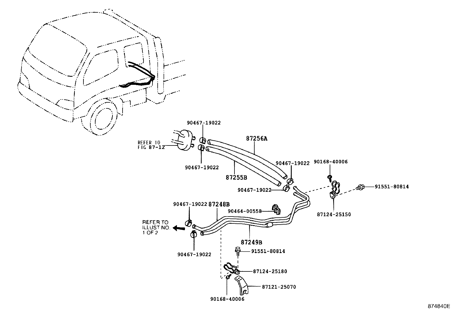 87245-25470 HOSE, REAR HEATER WATER OUTLET, B product image