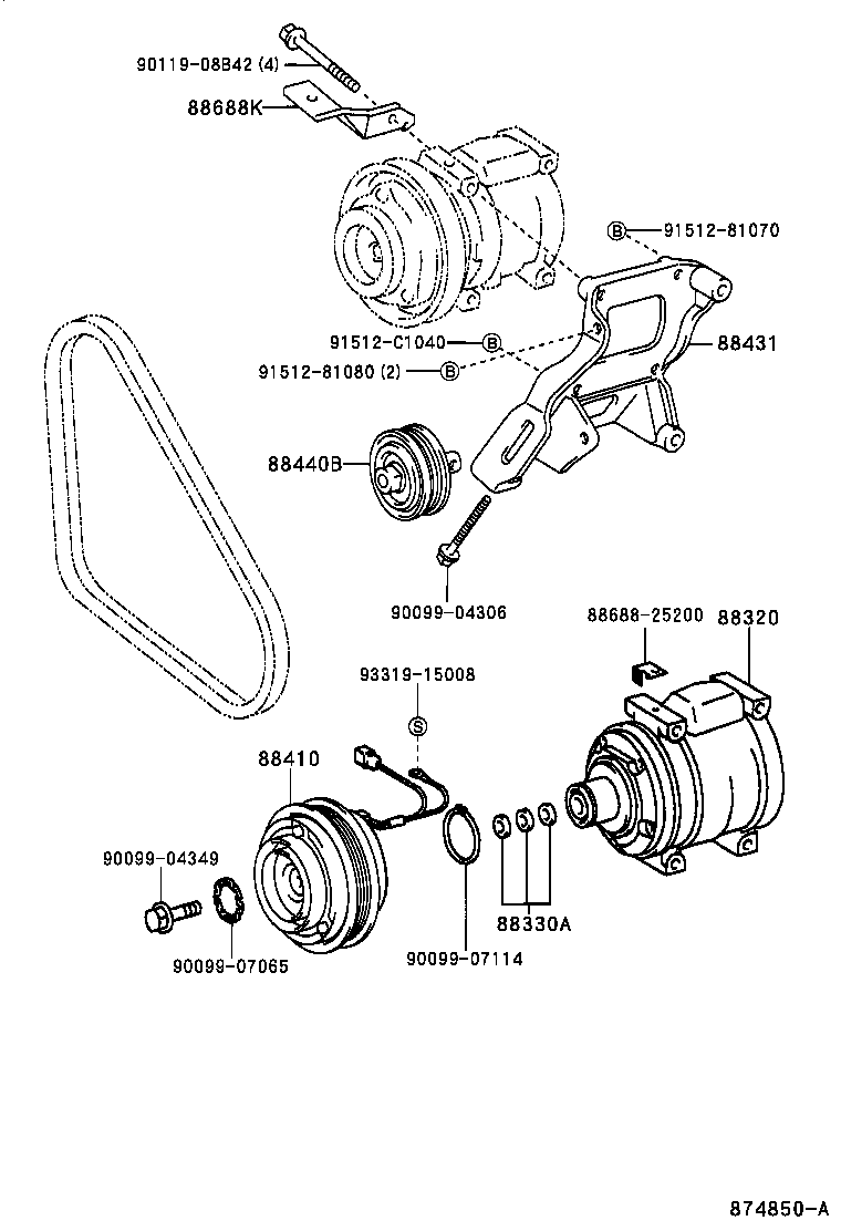 88431-25390 BRACKET, COMPRESSOR MOUNTING, NO.2 product image