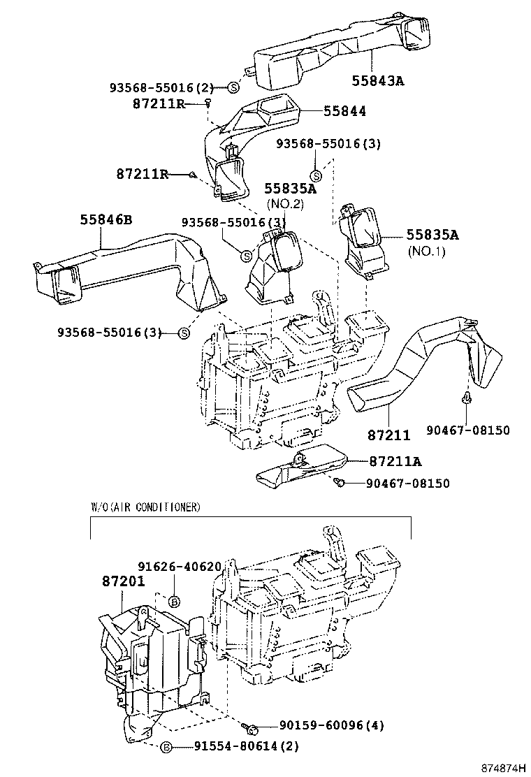 55844-37040 DUCT, HEATER TO REGISTER, NO.2 product image