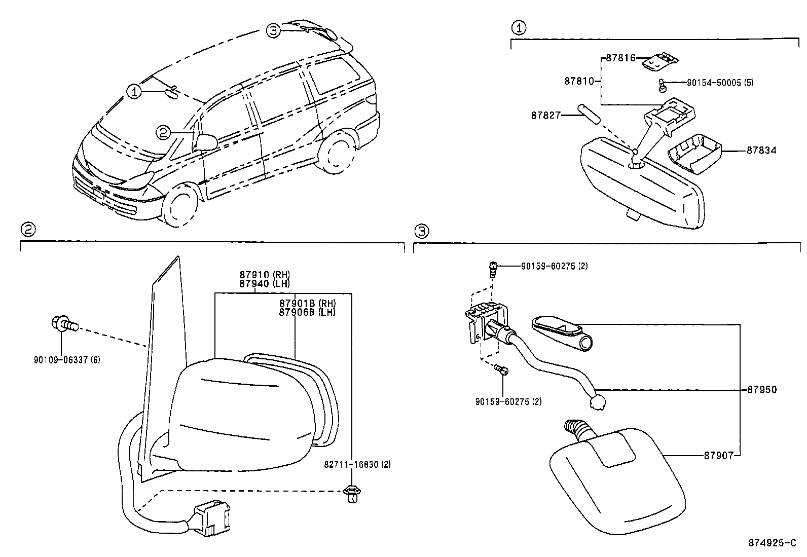 87907-28020 MIRROR SUB-ASSY, OUTER UNDER VIEW product image