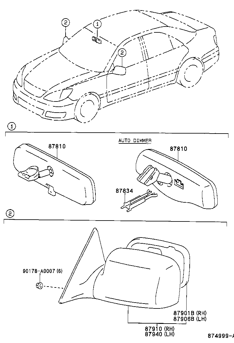 87931-AA080 MIRROR SUB-ASSY, OUTER REAR VIEW, RH product image