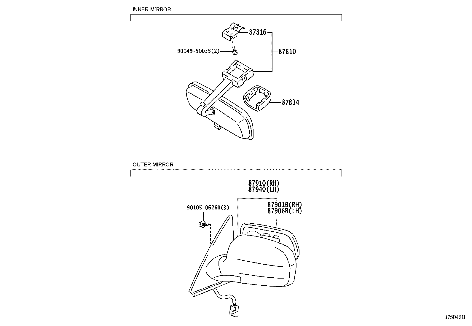 87910-43010-C0 MIRROR ASSY, OUTER REAR VIEW, RH product image