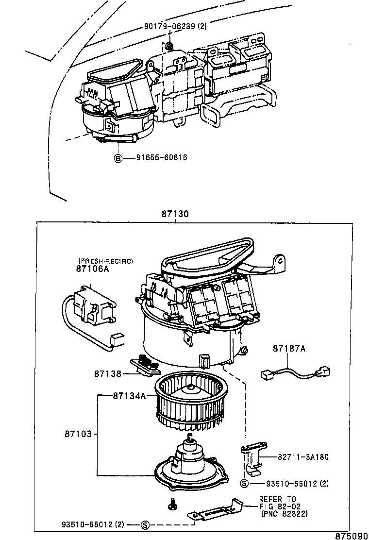 87130-30540 BLOWER ASSY, HEATER, FRONT product image