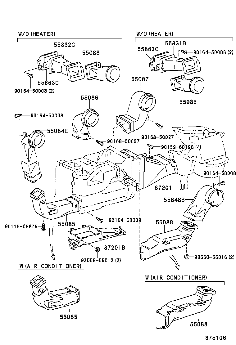 55844-60200 DUCT SUB-ASSY, HEATER TO REGISTER, NO.2 product image