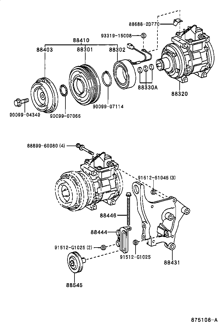 Toyota 88320-60520 COMPRESSOR ASSY, COOLER