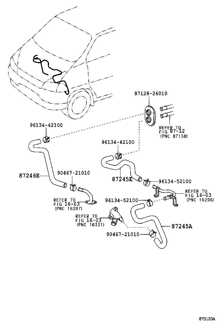87245-26740 HOSE, HEATER WATER, OUTLET A product image