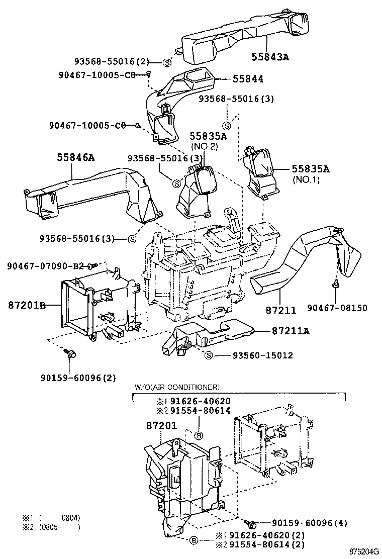 55835-37090 DUCT, HEATER TO REGISTER, CENTER product image