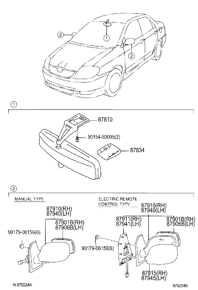 87810-05042 MIRROR ASSY, INNER REAR VIEW product image