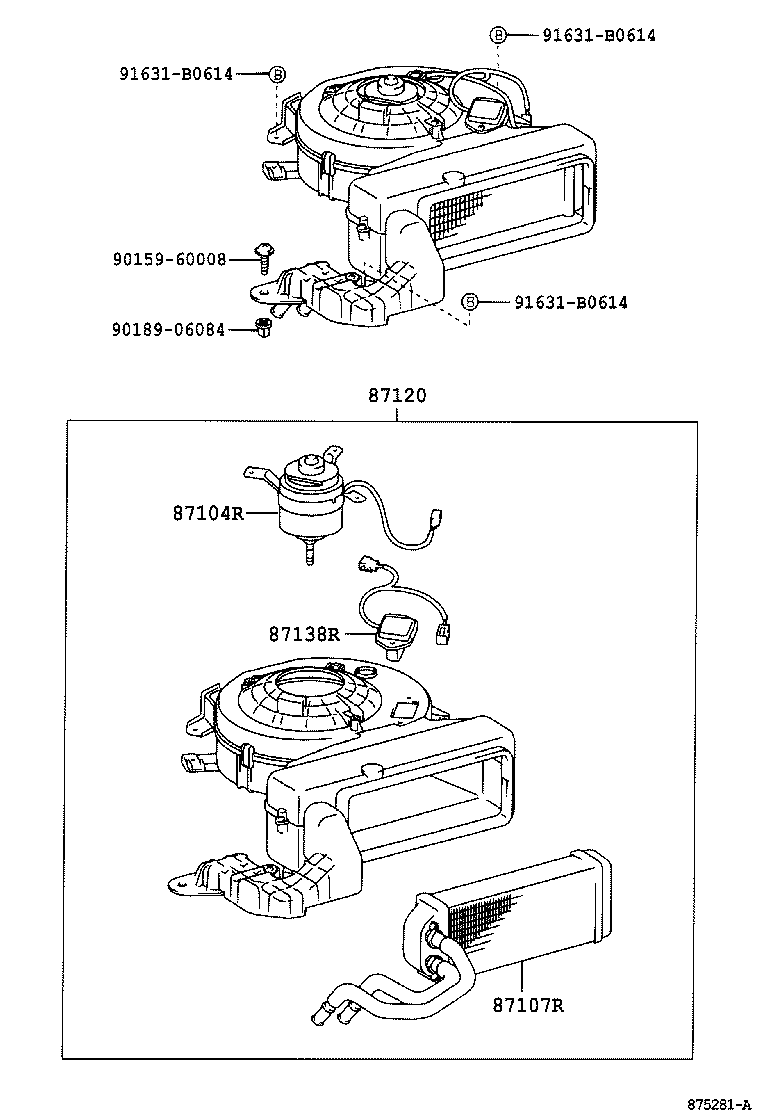 87107-28280 UNIT SUB-ASSY, REAR HEATER product image