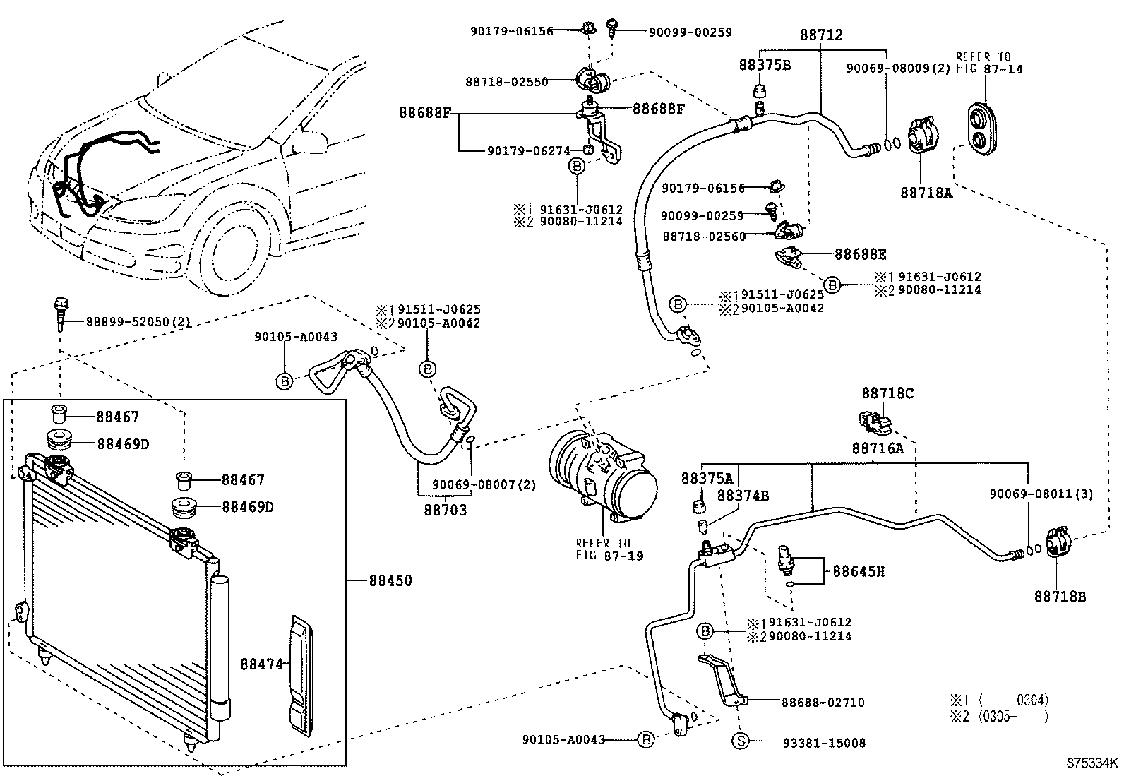 Toyota 88703-02111 HOSE SUB-ASSY, DISCHARGE
