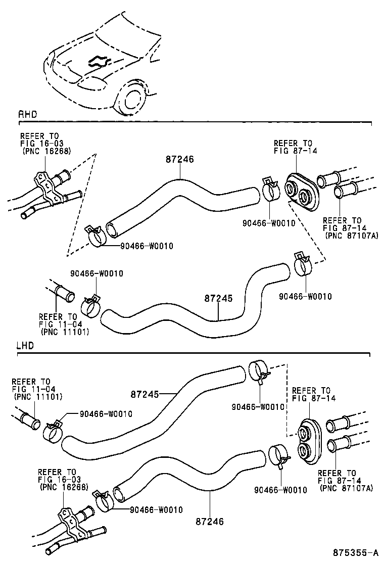 87245-0F120 HOSE, HEATER WATER, OUTLET product image