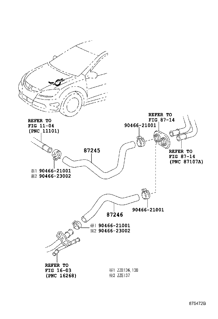 87245-01090 HOSE, HEATER WATER, INLET product image