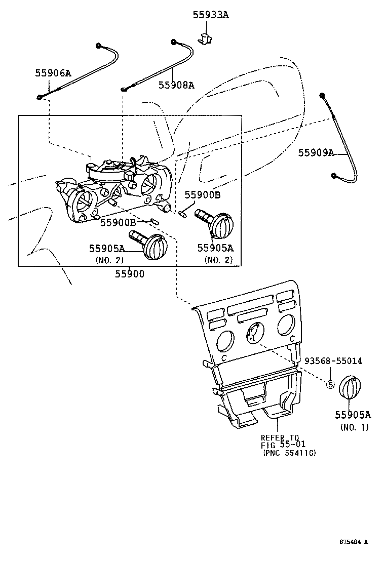 55906-02080 CABLE SUB-ASSY, DEFROSTER DAMPER CONTROL product image