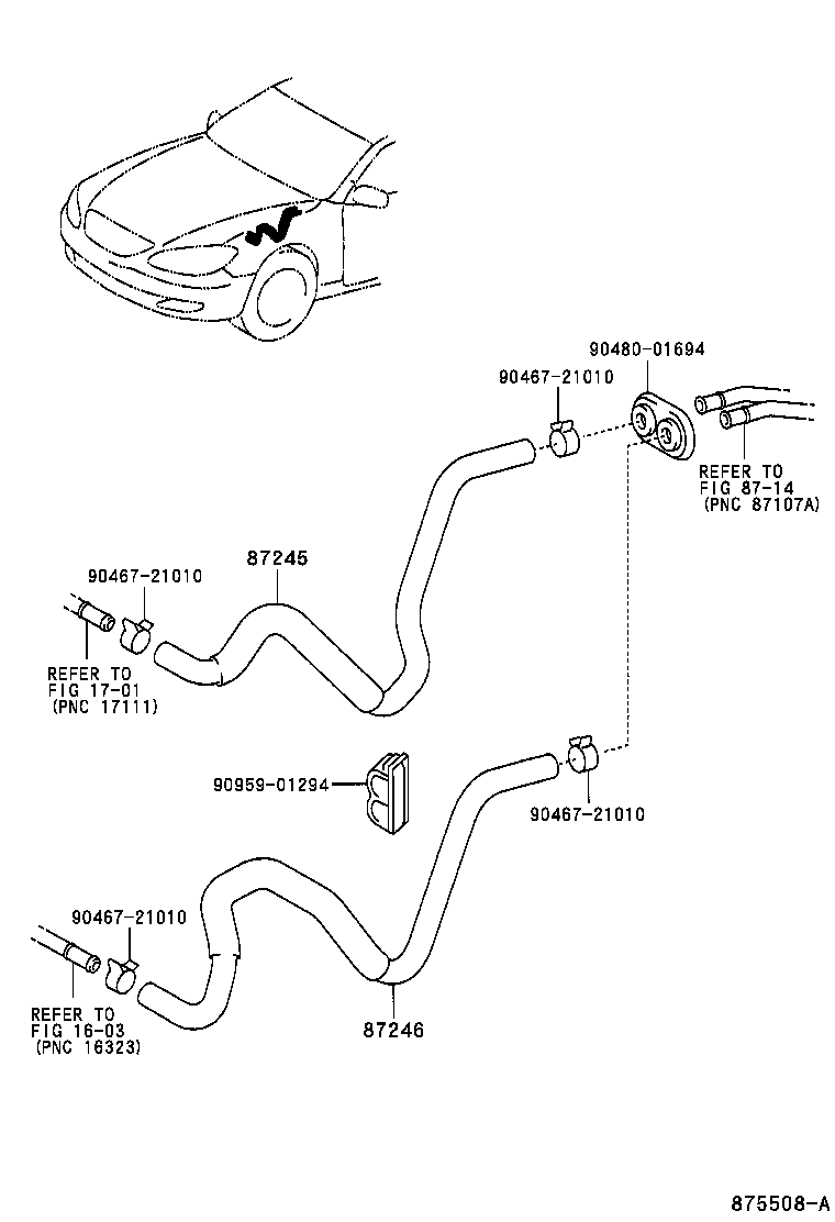 87245-06200 HOSE, HEATER WATER, INLET product image