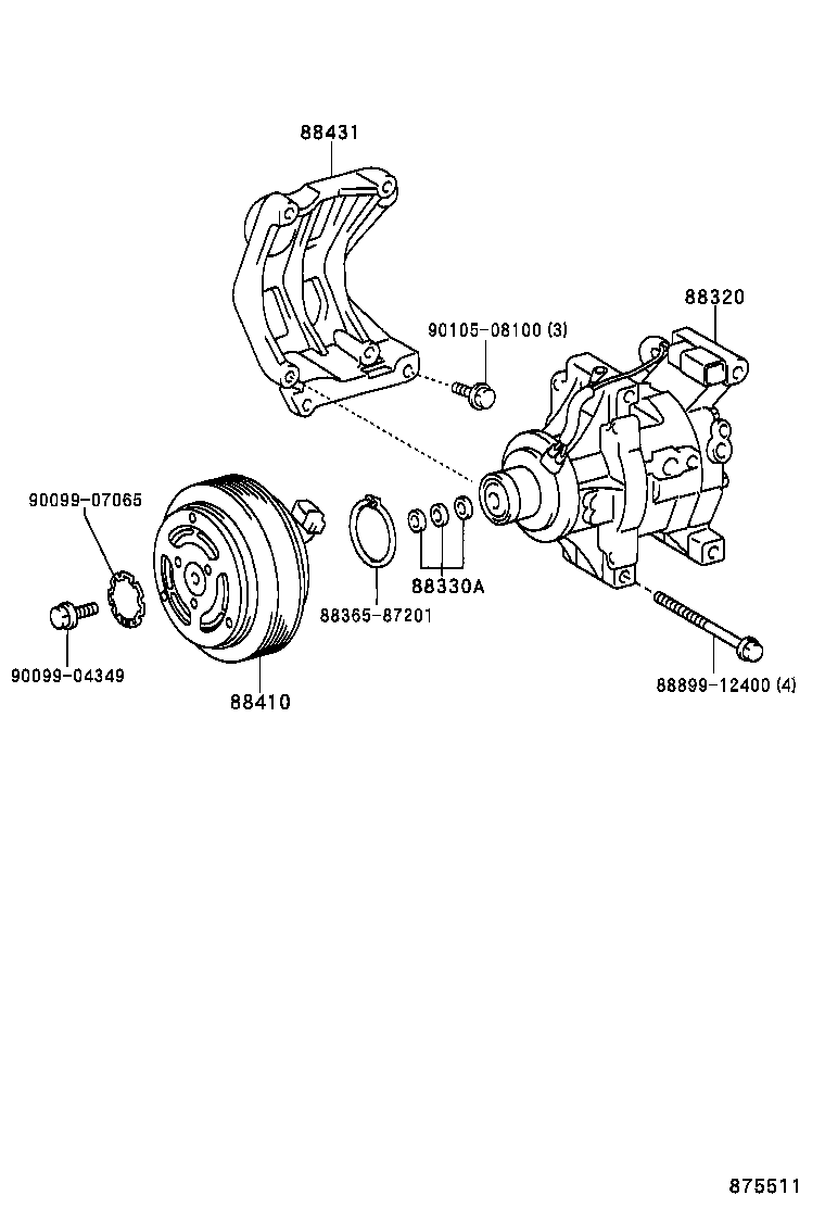 88310-02230 COMPRESSOR ASSY, W/PULLEY product image