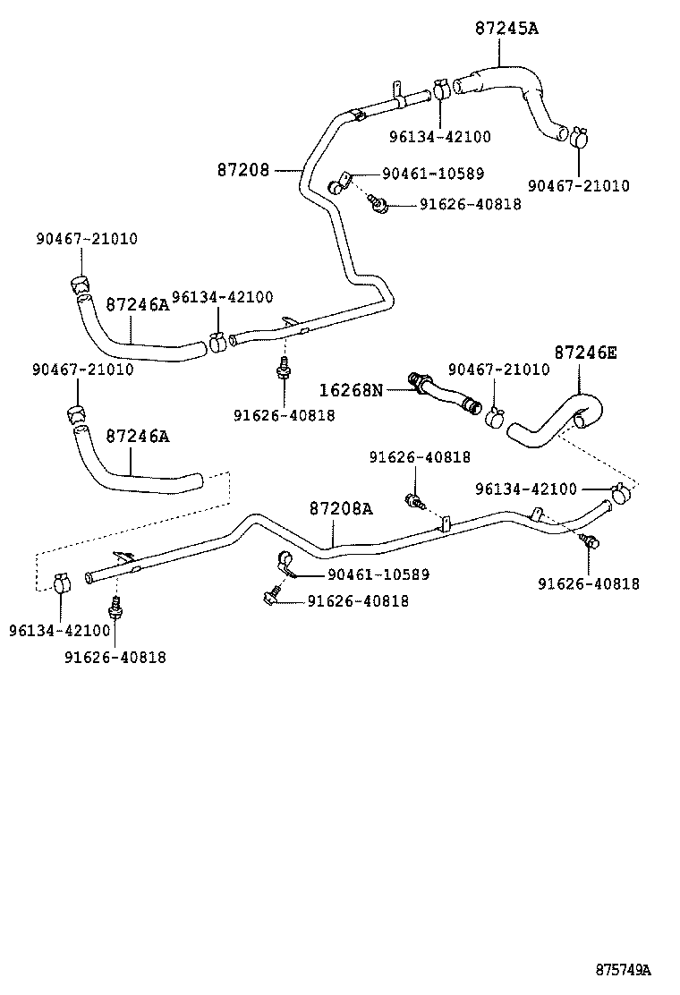 87245-27080 HOSE, HEATER WATER, INLET B product image