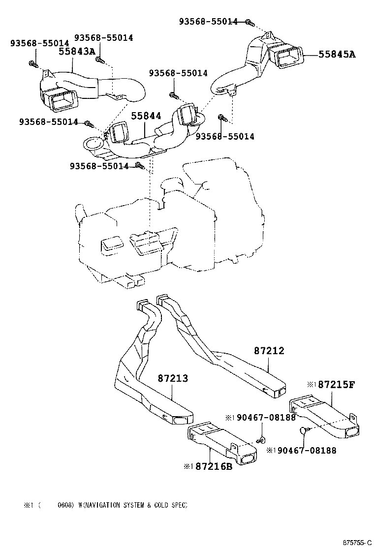 55844-0D030 DUCT, HEATER TO REGISTER, NO.2 product image