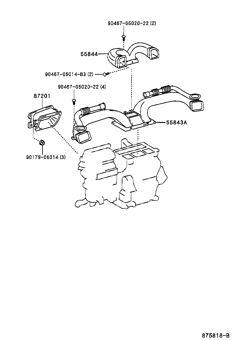 55846-02050 DUCT, HEATER TO REGISTER, NO.4 product image