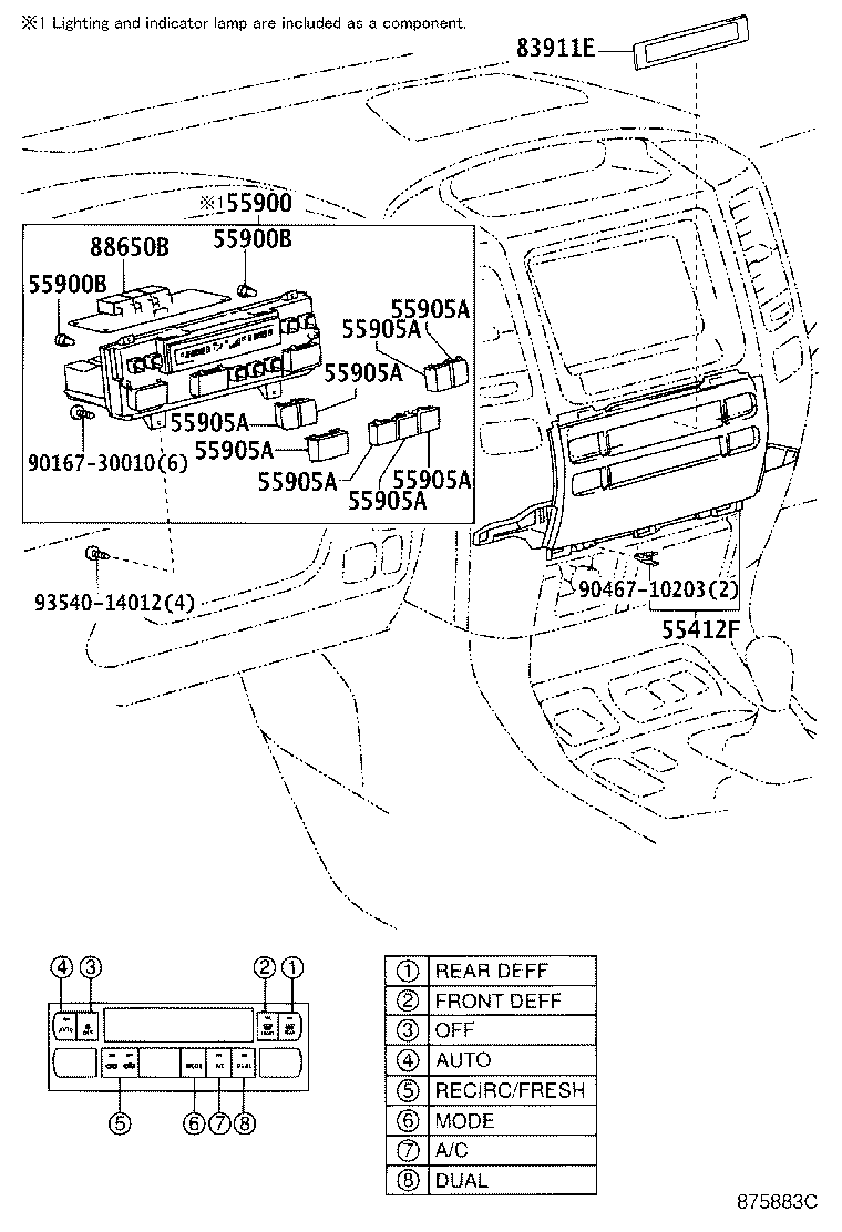 Toyota 55900-60820 CONTROL ASSY, AIR CONDITIONER