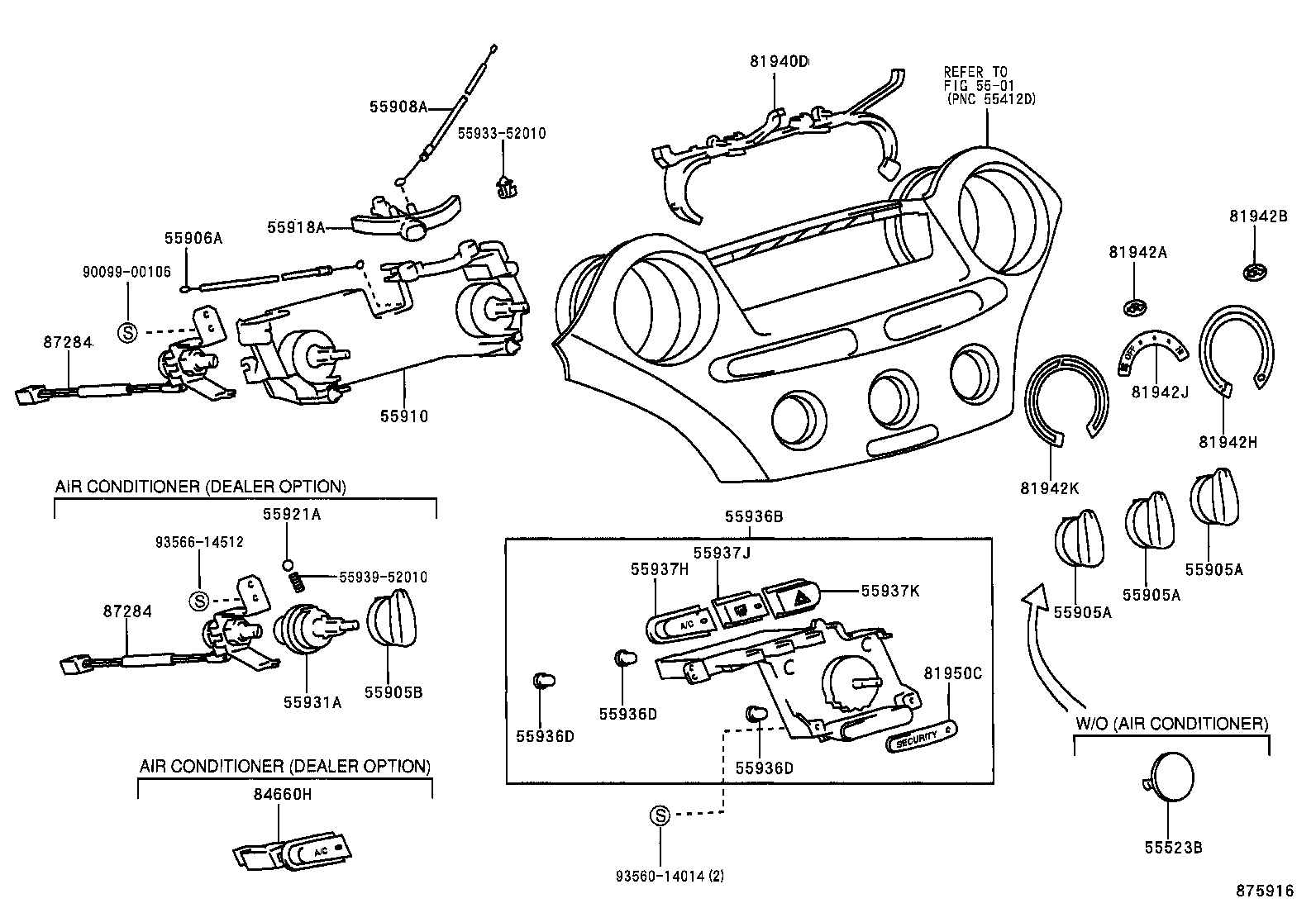 55909-52020 CABLE SUB-ASSY, AIRMIX DAMPER CONTROL product image