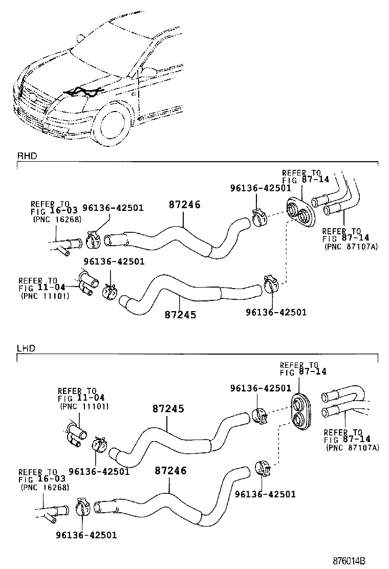 87245-05420 HOSE, HEATER WATER, OUTLET product image