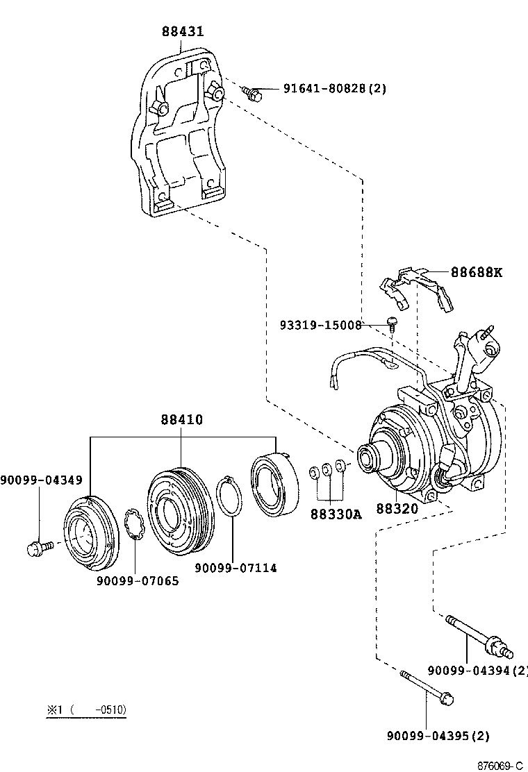 88310-48090 COMPRESSOR ASSY, W/PULLEY product image