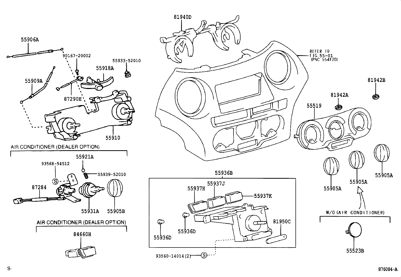 55909-52020 CABLE SUB-ASSY, AIRMIX DAMPER CONTROL product image