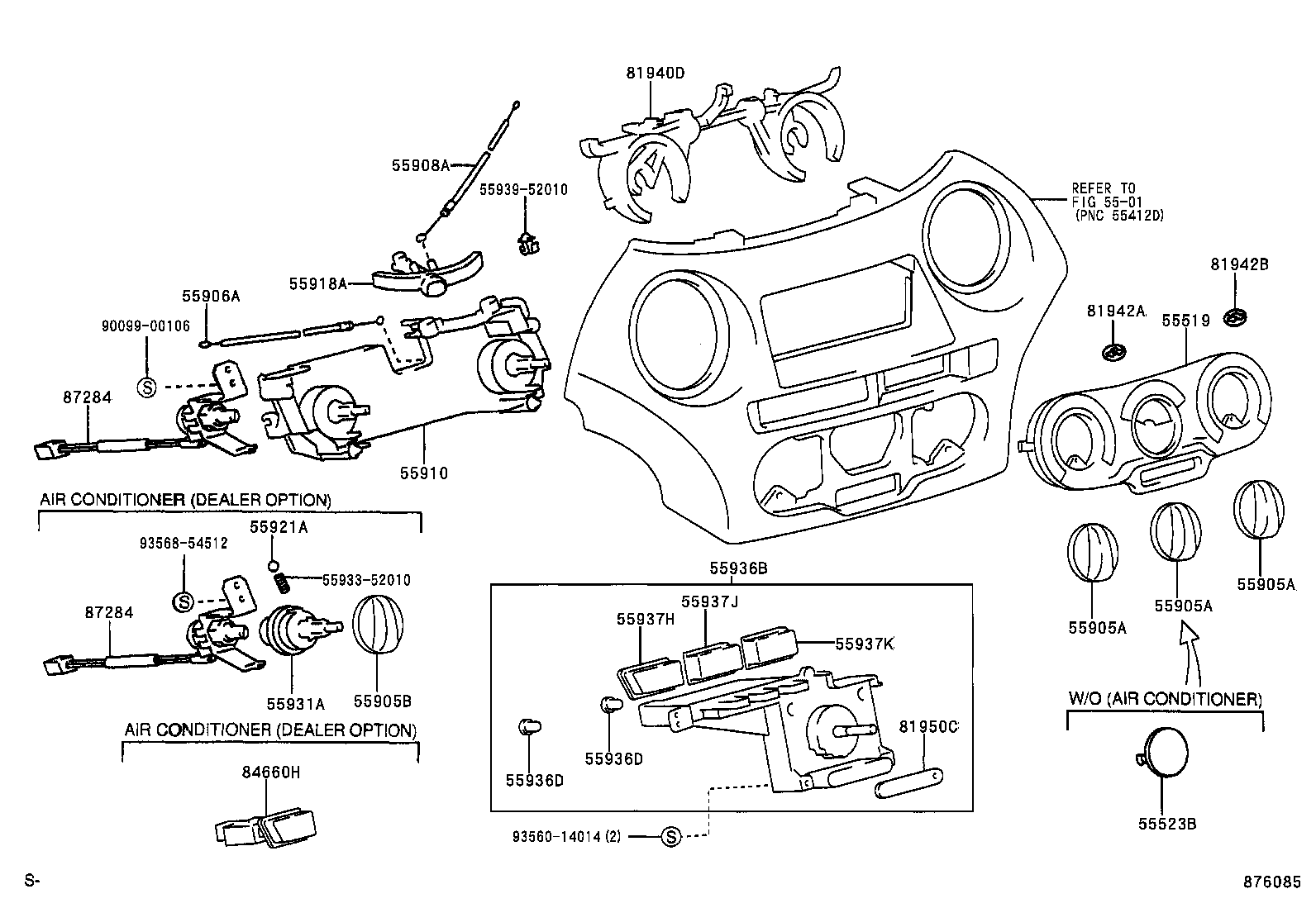 55909-52020 CABLE SUB-ASSY, AIRMIX DAMPER CONTROL product image