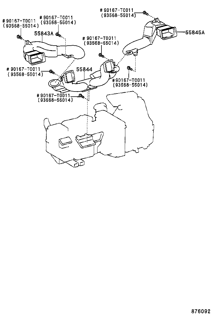 55844-0D030 DUCT, HEATER TO REGISTER, NO.2 product image