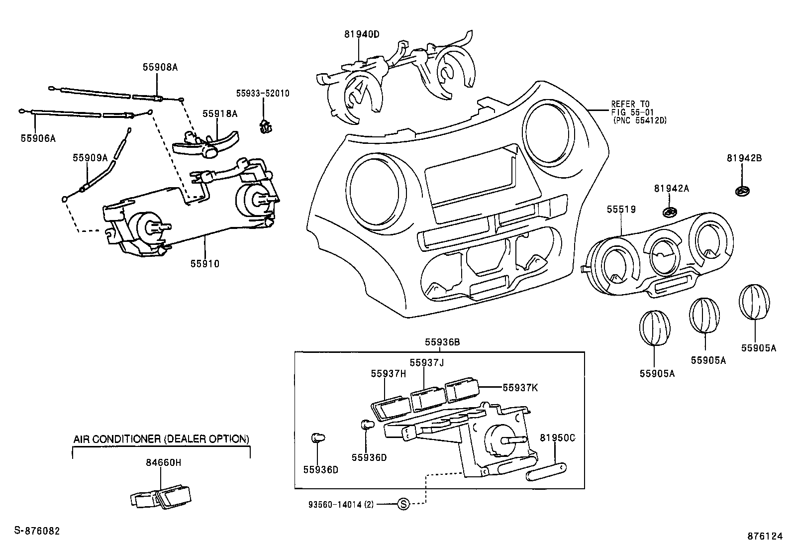 55909-52020 CABLE SUB-ASSY, AIRMIX DAMPER CONTROL product image