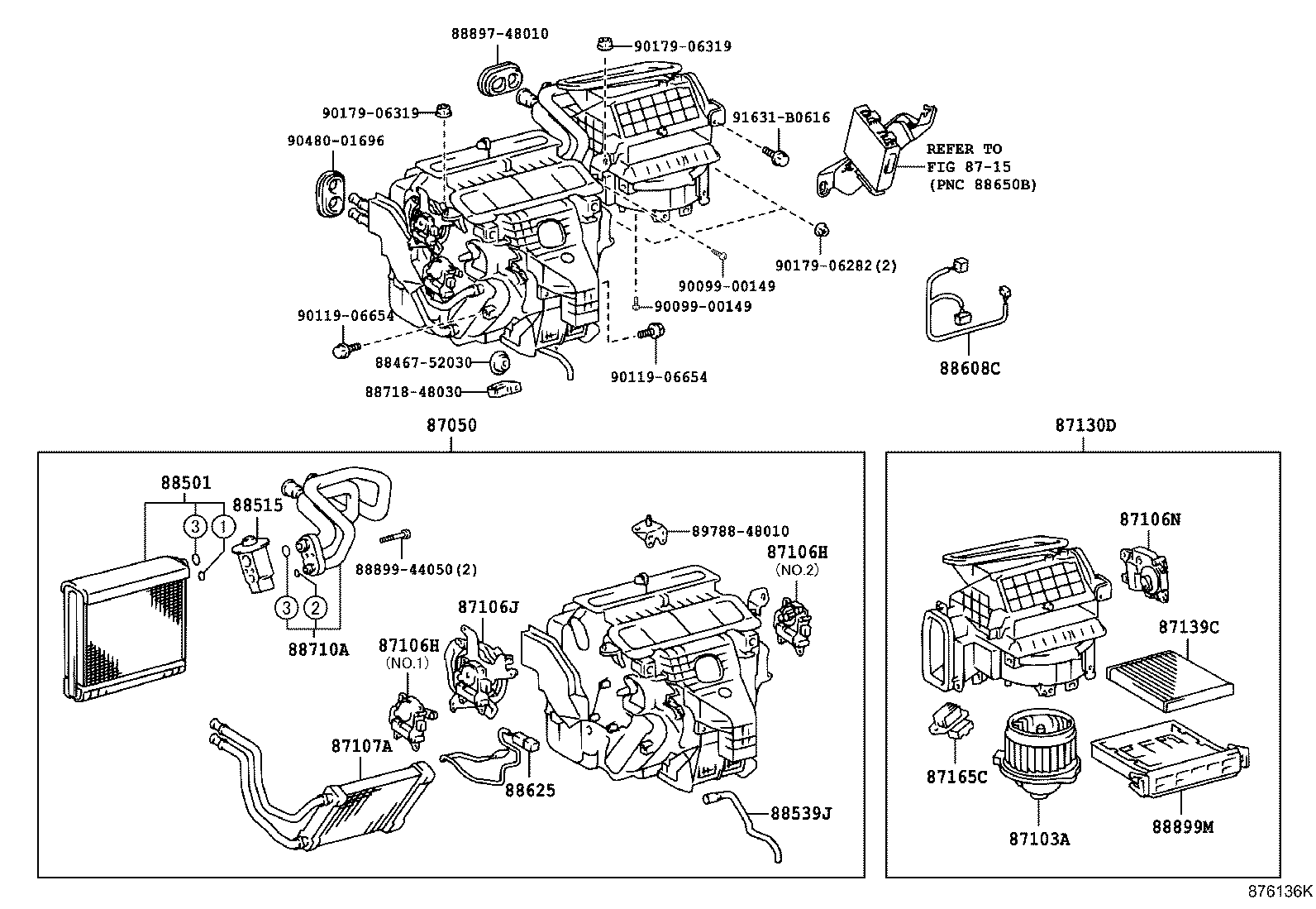 Toyota 88501-48250 EVAPORATOR SUB-ASSY, COOLER, NO.1