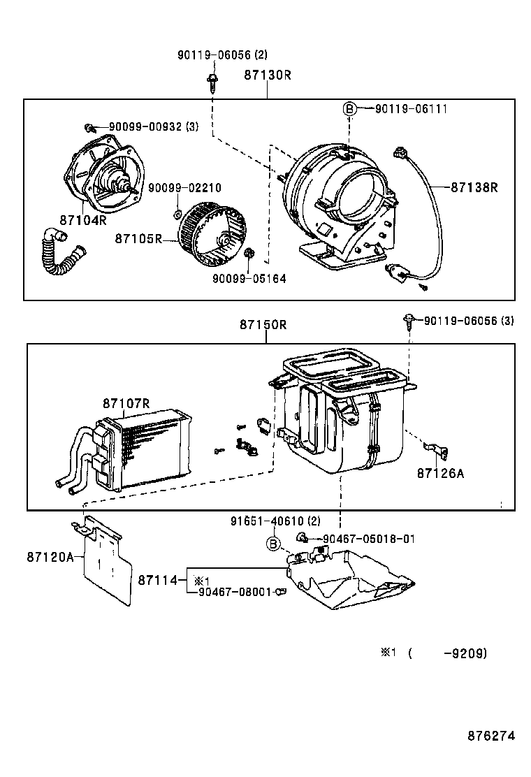 87130-28280 BLOWER ASSY, HEATER, FRONT product image