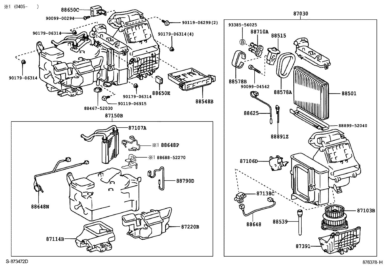Toyota 88501-52040 EVAPORATOR SUB-ASSY, COOLER, NO.1