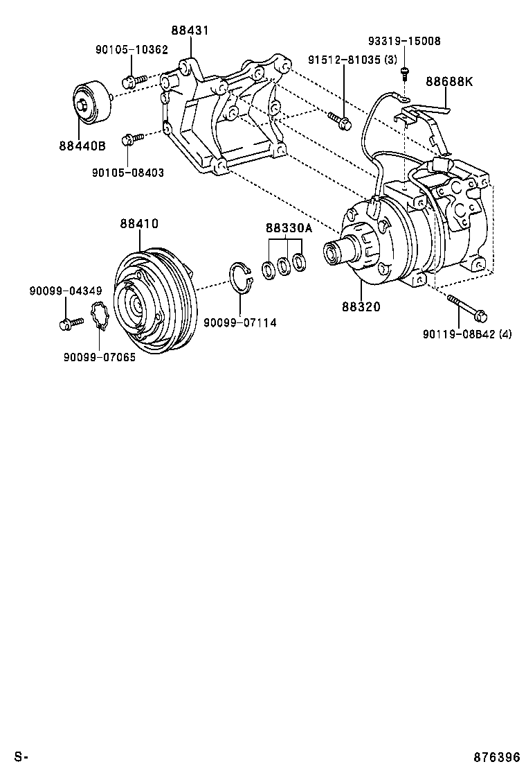 88431-25390 BRACKET, COMPRESSOR MOUNTING, NO.2 product image