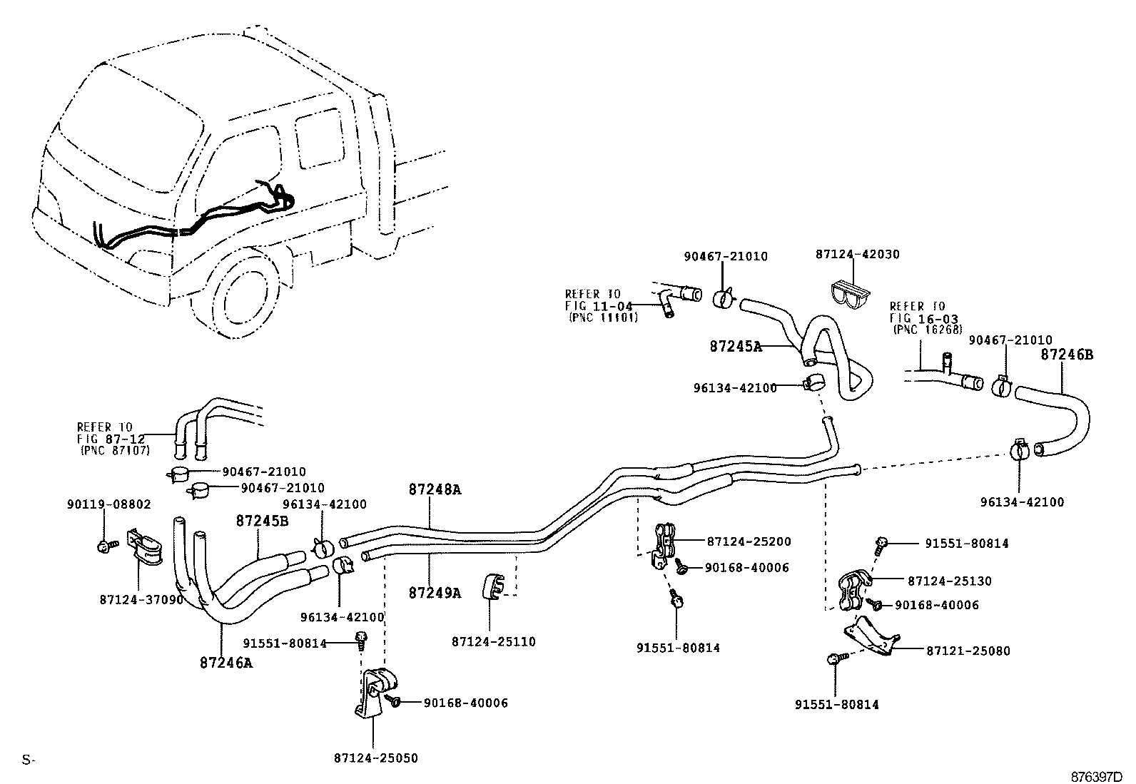 87245-25470 HOSE, REAR HEATER WATER OUTLET, B product image