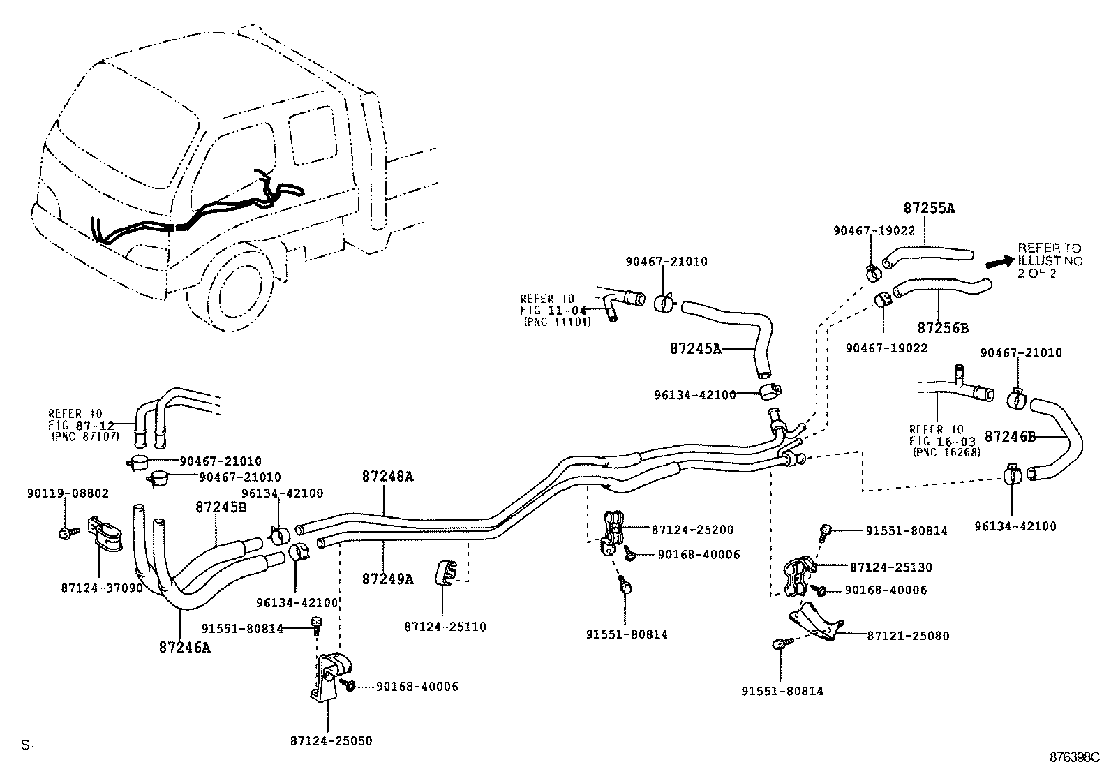 87245-25470 HOSE, REAR HEATER WATER OUTLET, B product image