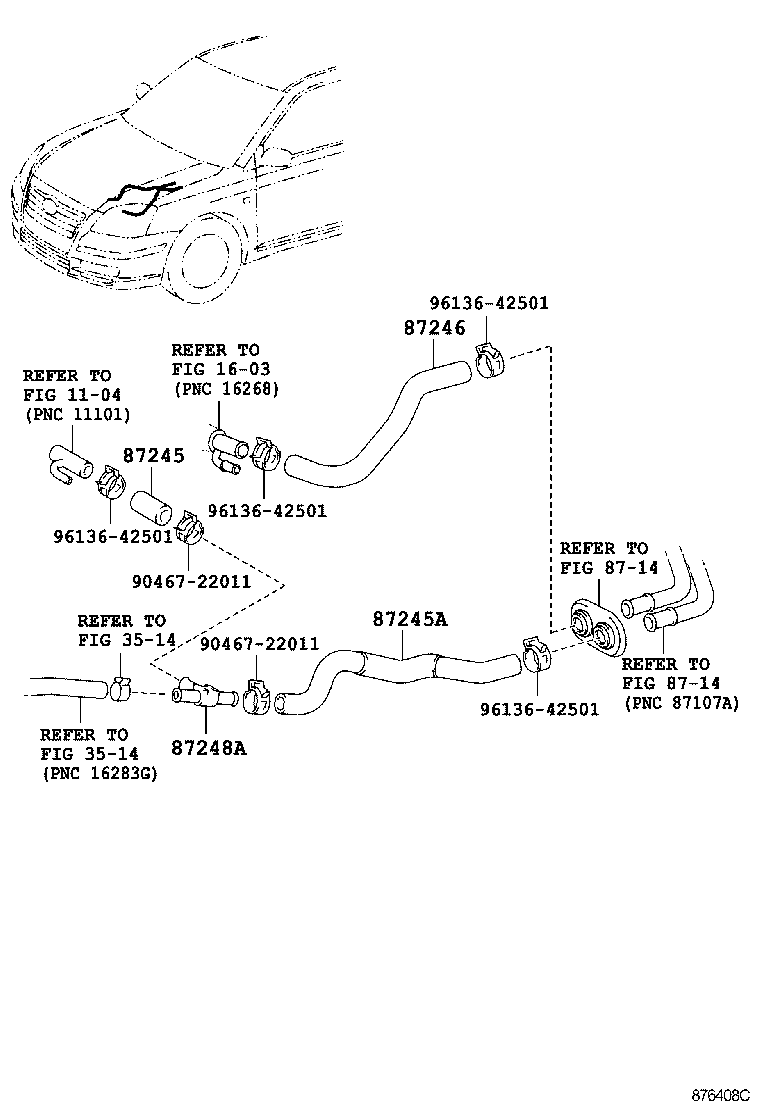 87245-05590 HOSE, HEATER WATER, INLET product image