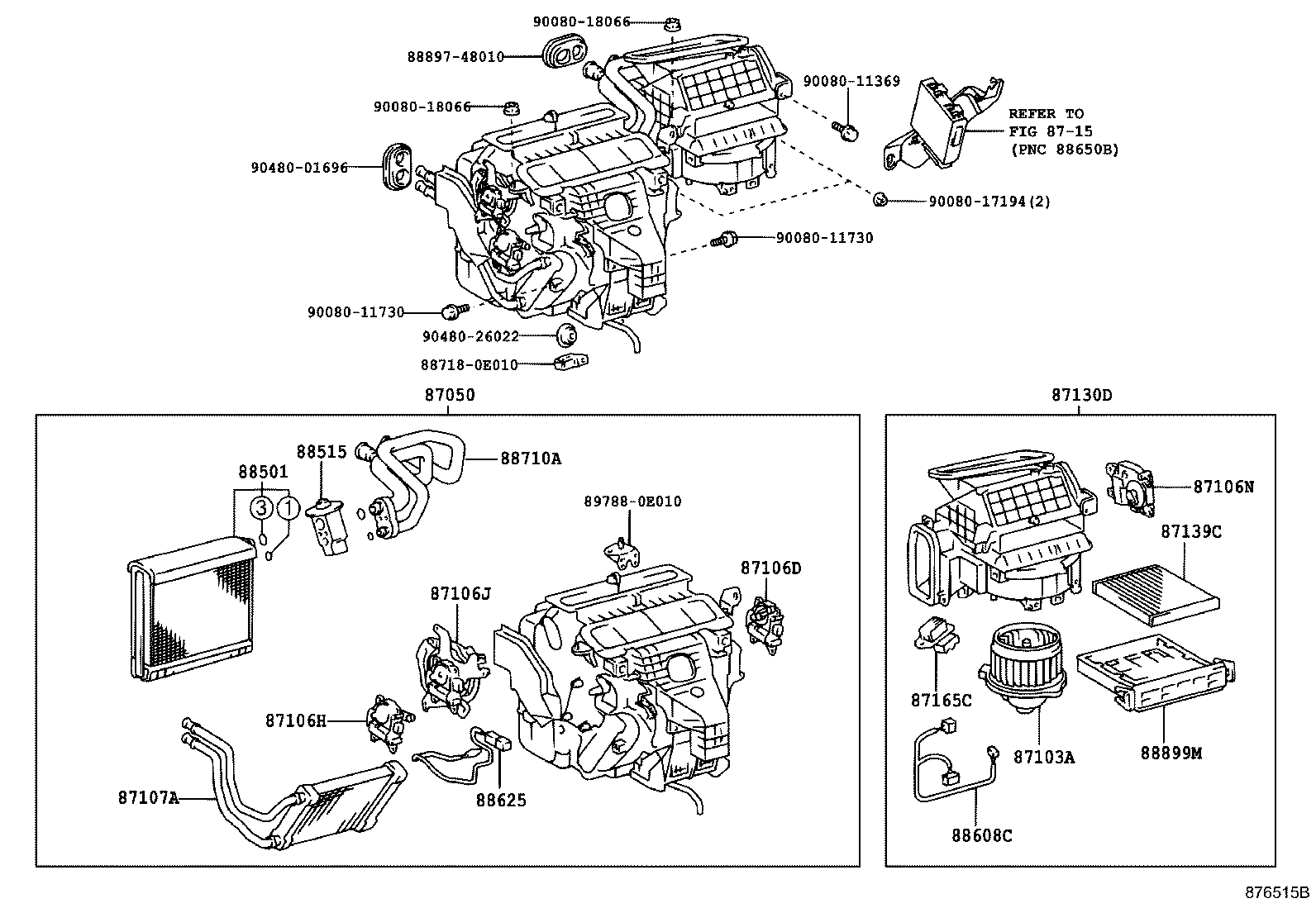 Toyota 88501-0E010 EVAPORATOR SUB-ASSY, COOLER, NO.1