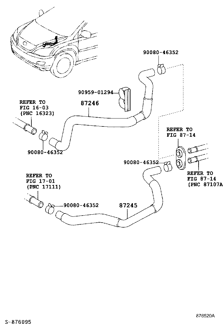 Toyota 87245-0E030 HOSE, HEATER WATER, INLET