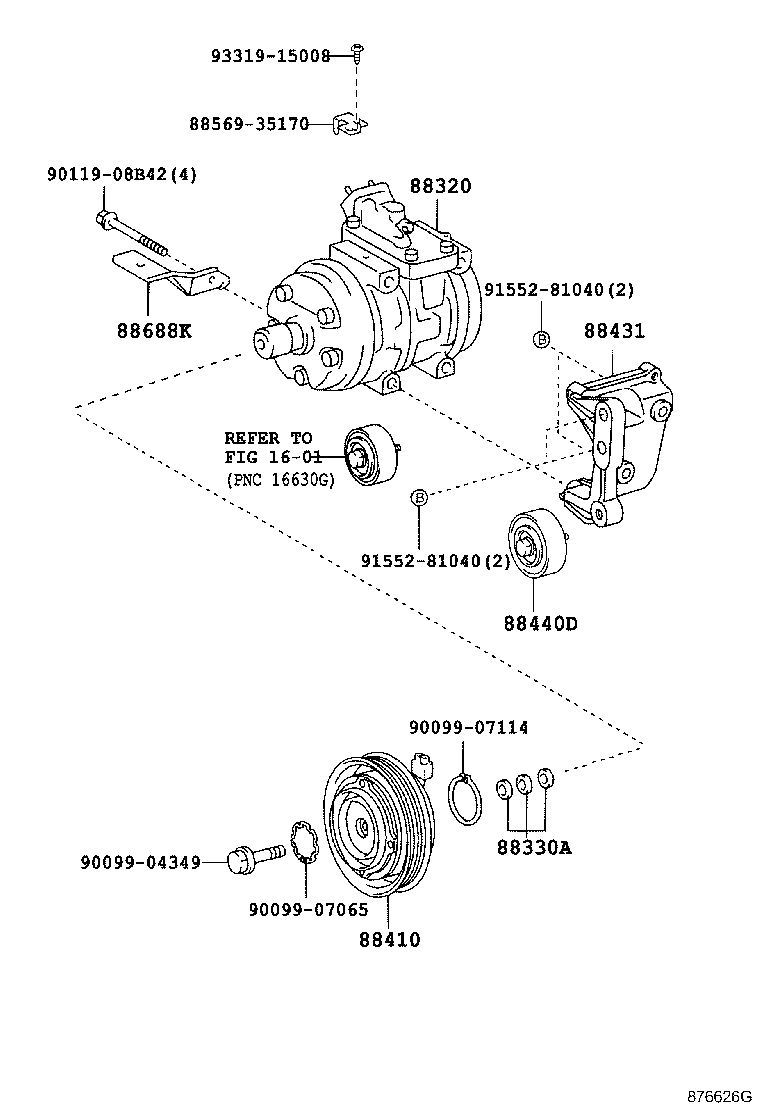 88431-25390 BRACKET, COMPRESSOR MOUNTING, NO.2 product image