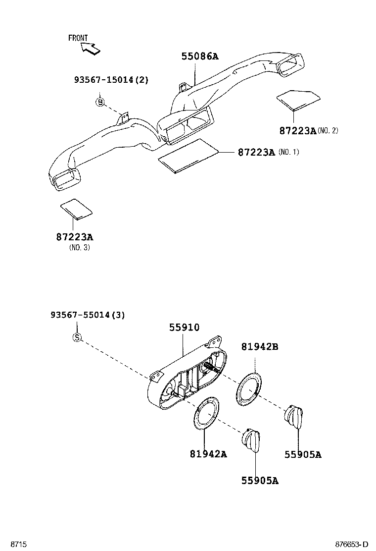 Toyota 55086-BZ010 DUCT SUB-ASSY, HEATER TO REGISTER, CENTER