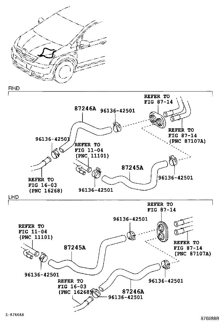 87245-0F161 HOSE, HEATER WATER, OUTLET A product image