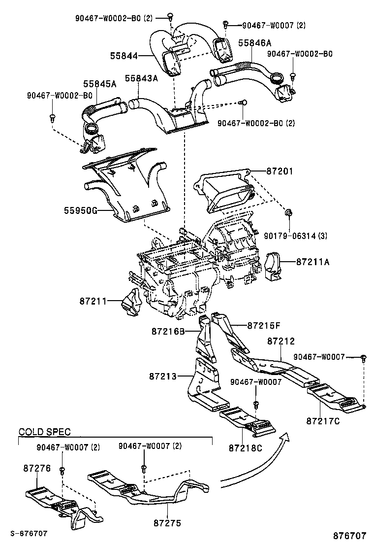 55844-0F020 DUCT, HEATER TO REGISTER, NO.2 product image
