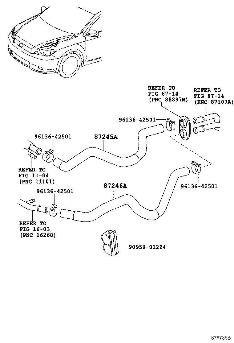 Toyota 87245-21192 HOSE, HEATER WATER, INLET A