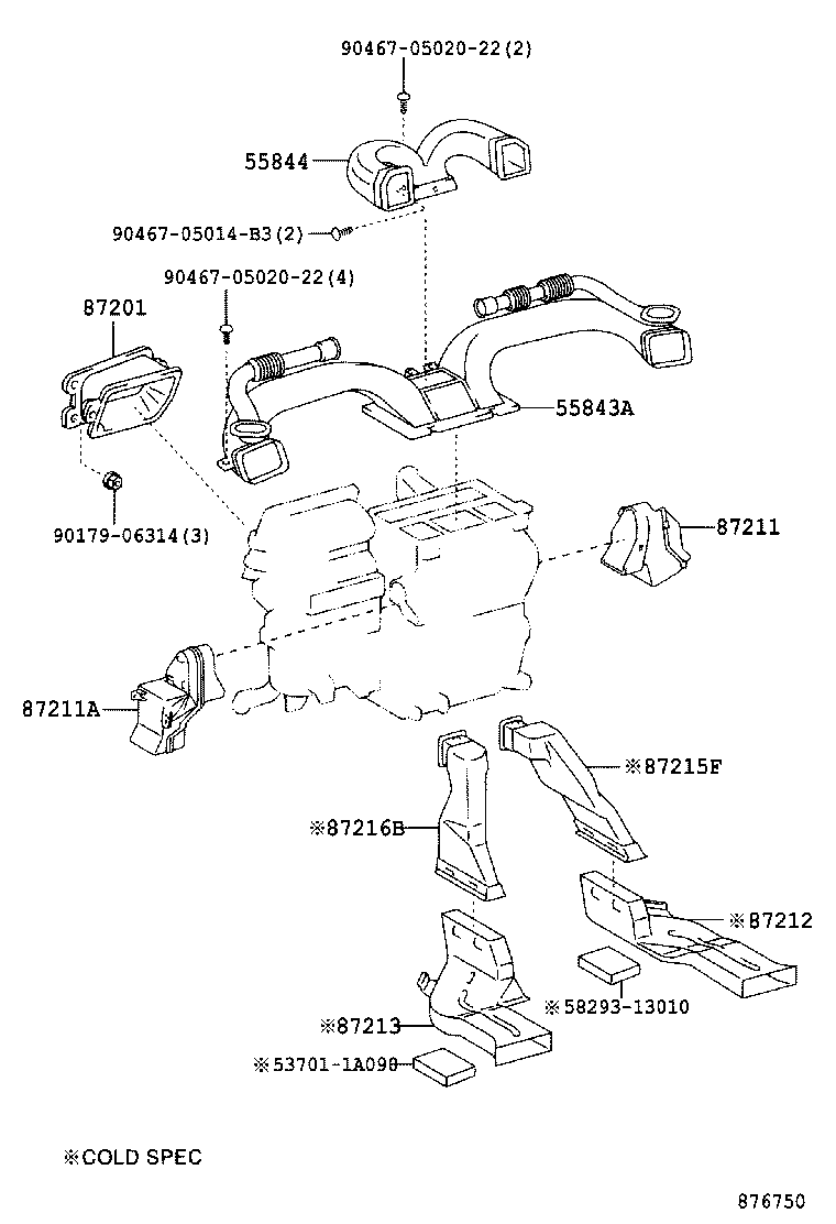 55844-12470 DUCT, HEATER TO REGISTER, NO.2 product image