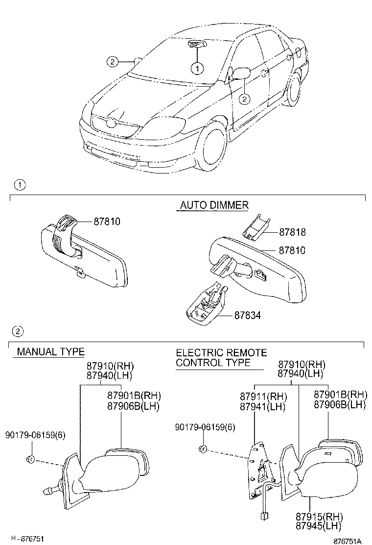 87810-05042 MIRROR ASSY, INNER REAR VIEW product image